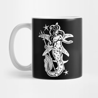 Retro Pin-Up Black And White Mermaid Mug